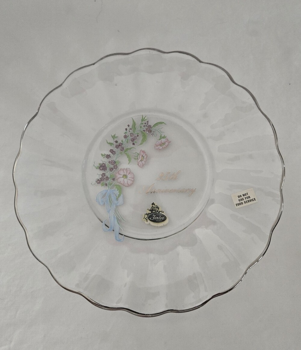 Vintage Fenton 25th Anniversary Clear Glass Plate